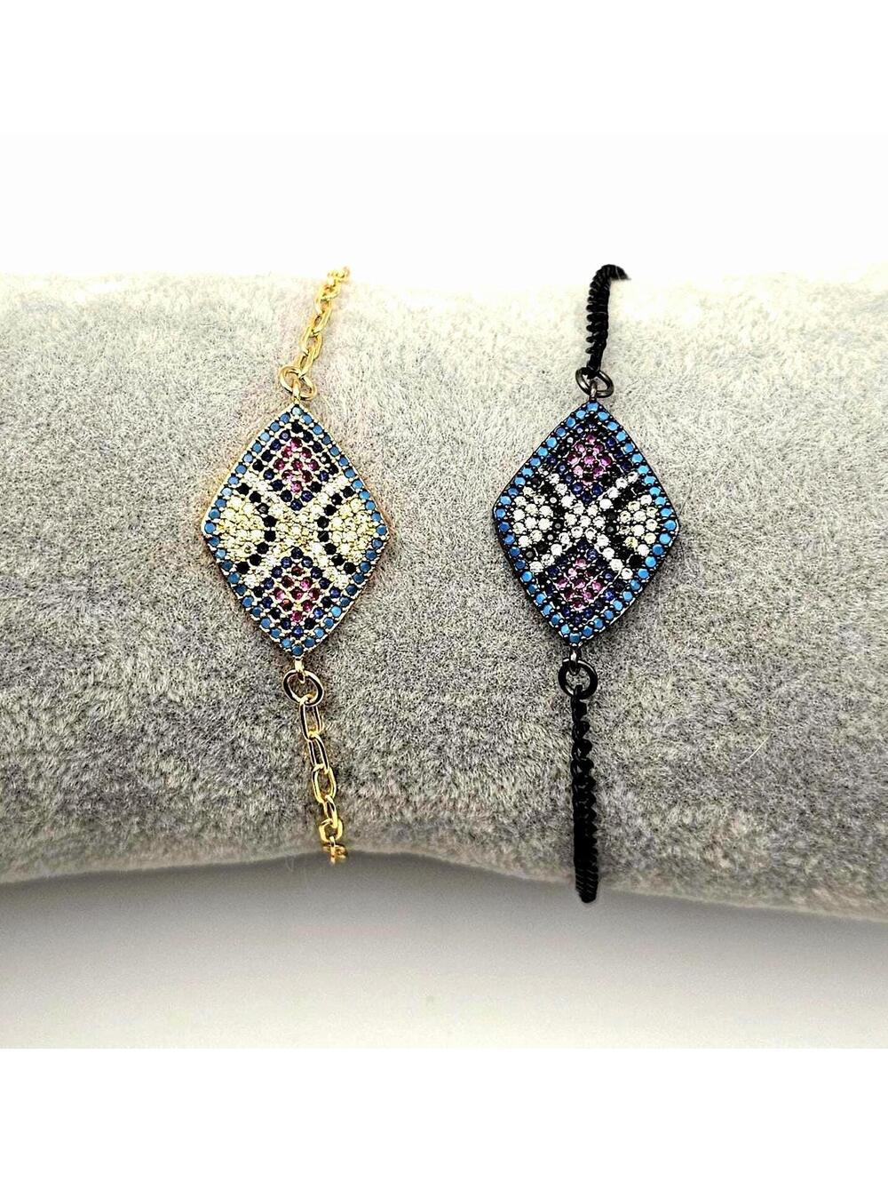 2 for 1 Bracelets - Micro pave CZ Tribal Southwestern Design - Gold & Black